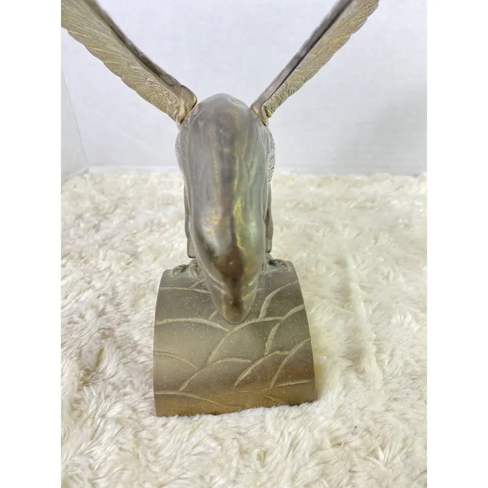 Brass Eagle VTG Perched Pose on Tree 8.5‎ x 8 inches Heavy Offce Home Decor
